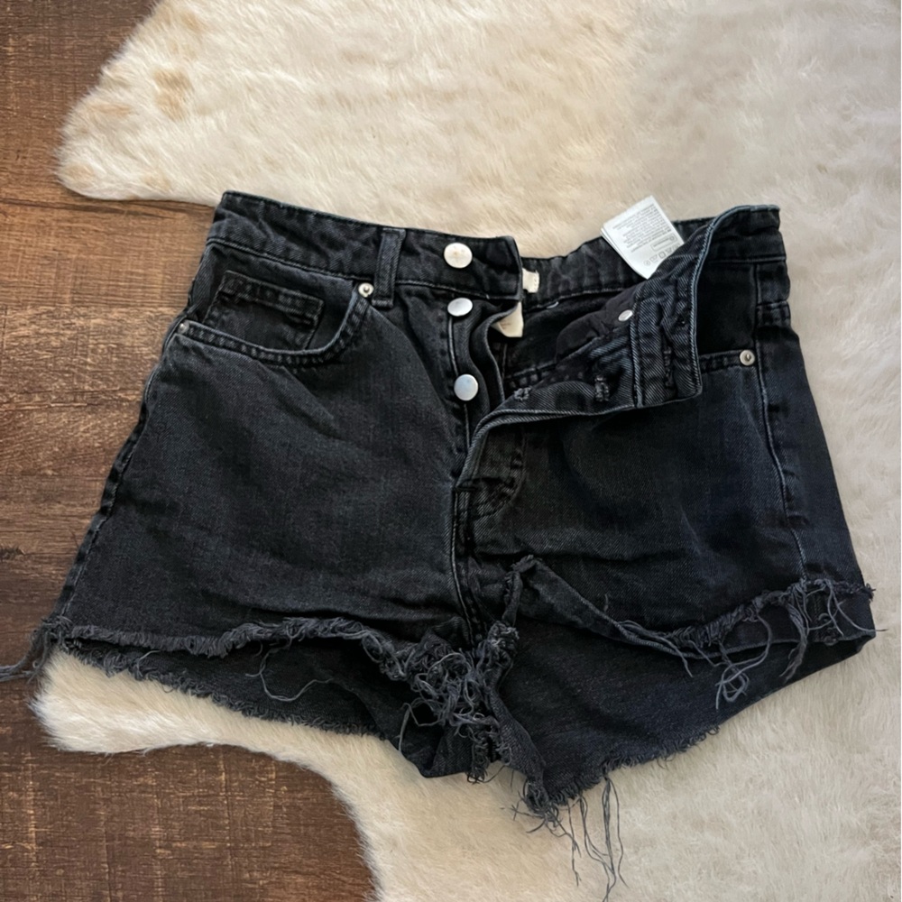H&M Black Distressed Jean Shorts